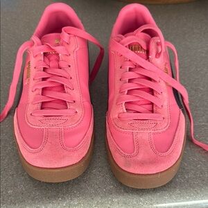 Puma Pink and Brown Sneakers Suede Upper Gum Soles